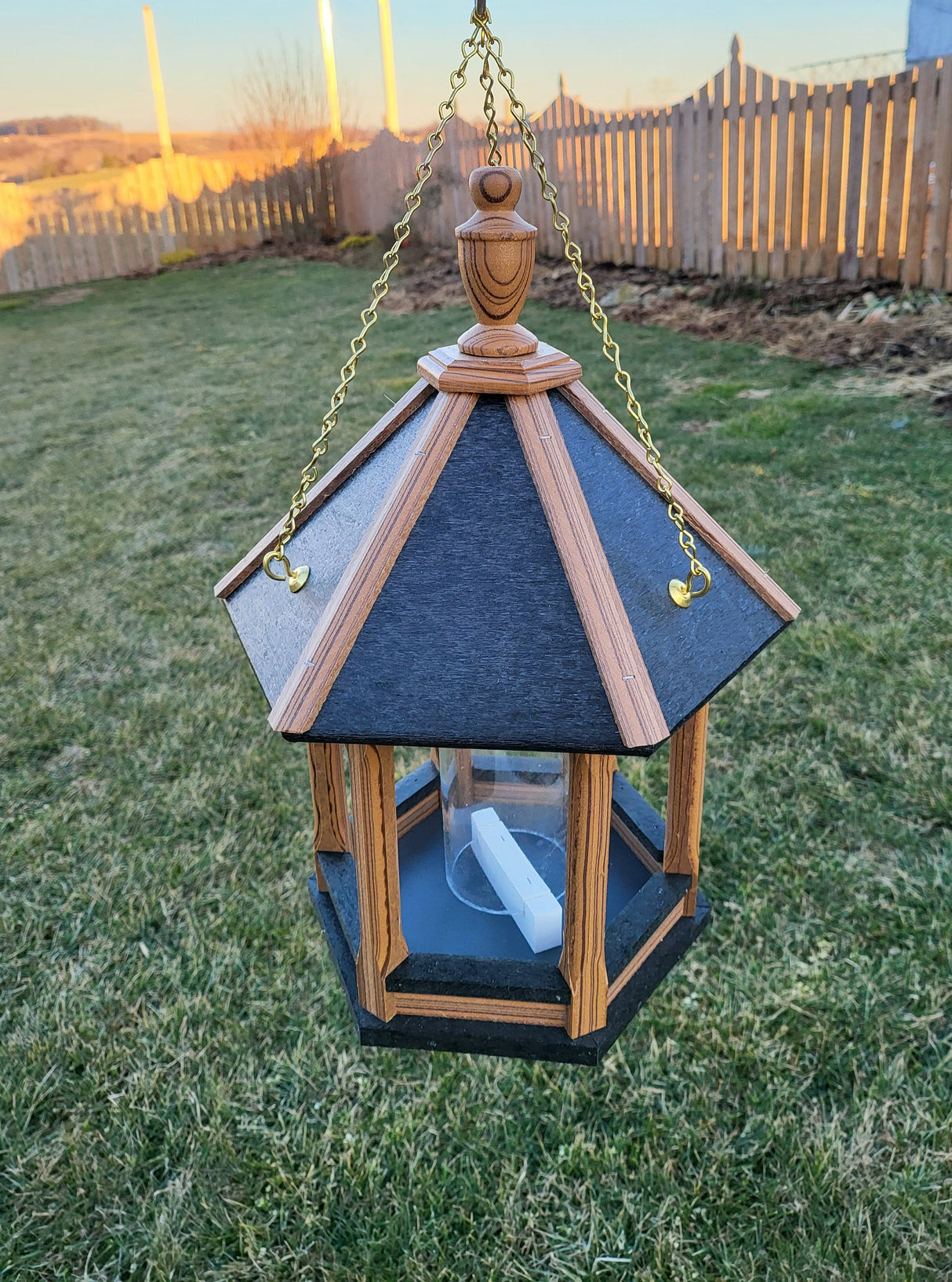 Hanging Bird Feeder Amish Made Poly Lumber Weather Resistant Premium Feeding Tube - Choose Hanging/Post Mounted Bird Feeders