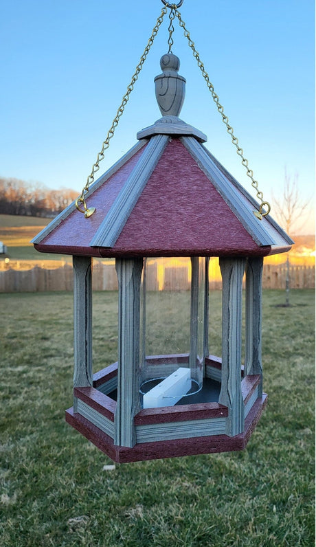 Hanging Bird Feeder Amish Made Poly Lumber Weather Resistant Premium Feeding Tube - Choose Hanging/Post Mounted Bird Feeders