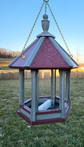 Hanging Bird Feeder Amish Made Poly Lumber Weather Resistant Premium Feeding Tube - Choose Hanging/Post Mounted Bird Feeders