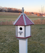 Amish Made Gazebo Birdhouse 1 Nesting Compartment, Poly Bird House, Post Not Included