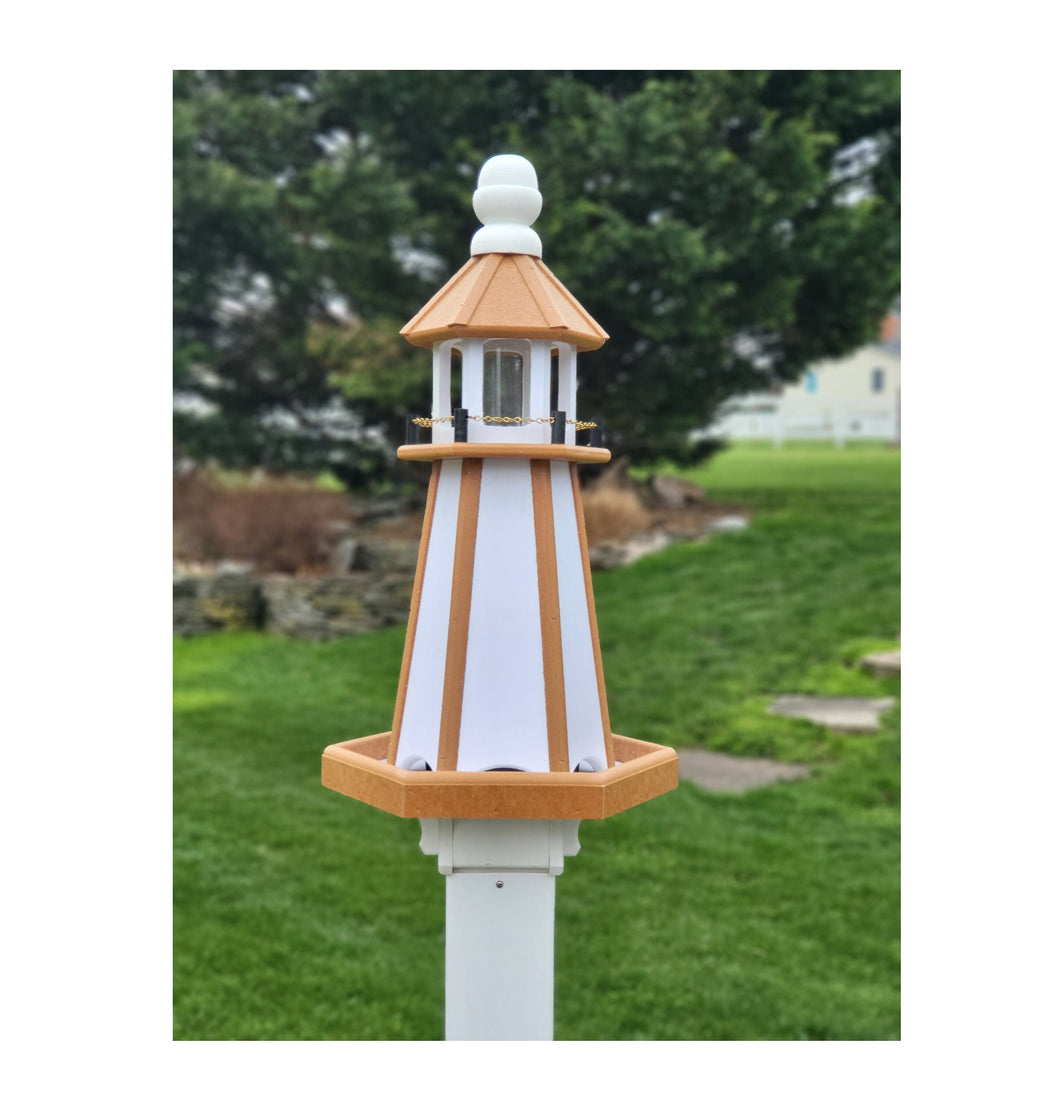 Bird Feeder - Poly Lumber - Amish Handmade - Feeder Lighthouse Design - Weather Resistant - Easy Mounting - Bird Feeders For The Outdoors