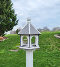 Load image into Gallery viewer, Amish Bird Feeder - Handmade - Arch Design - Large - Weather Resistant Poly Lumber - Premium Feeding Tube - Easy Mounting on 4&quot;x4&quot; Pole/Post
