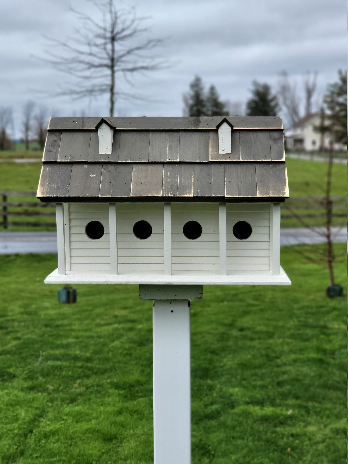 Purple Martin - White - Bird House - Amish Handmade Primitive Design- 6 Nesting Compartments - Birdhouse outdoor