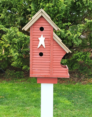 Bird House and Feeder Combo Amish Handmade Wooden