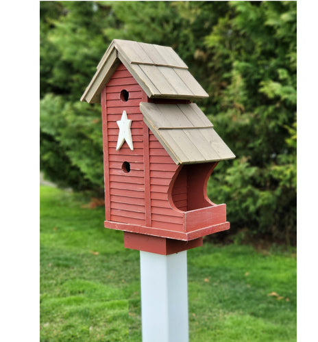 Bird House and Feeder Combo Amish Handmade Wooden