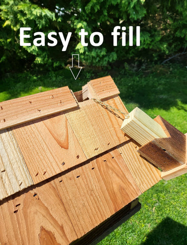 Log Cabin Bird Feeder, Amish Handmade, Cedar Roof