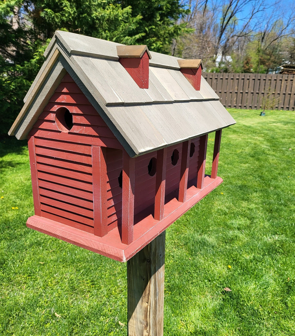 Purple Martin - White - Bird House - Amish Handmade Primitive Design- 6 Nesting Compartments - Birdhouse outdoor