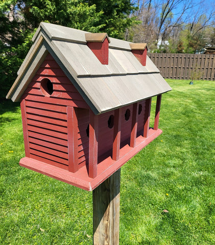 Purple Martin - White - Bird House - Amish Handmade Primitive Design- 6 Nesting Compartments -  Birdhouse outdoor