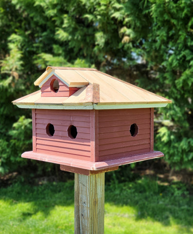 Martin Bird House Amish Handmade - Cedar Roof, Copper Trim, With 5 Nesting Compartments -  Birdhouse Outdoor