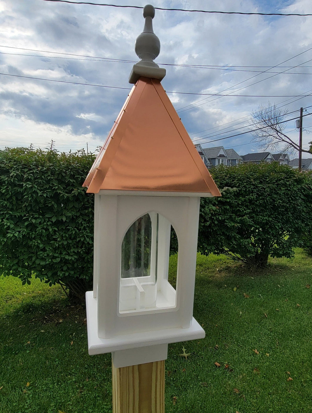 Copper Roof Blue Bird Bird Feeder - Free Shipping - Handmade Vinyl PVC Bird Feeder