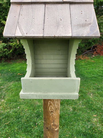 Bird Feeder and House Amish Handmade, Wooden Birdhouse and Feeder Combo