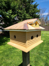 Martin Bird House Amish Handmade With 5 Nesting Compartments, Cedar Roof With Copper Trim Birdhouse Outdoor