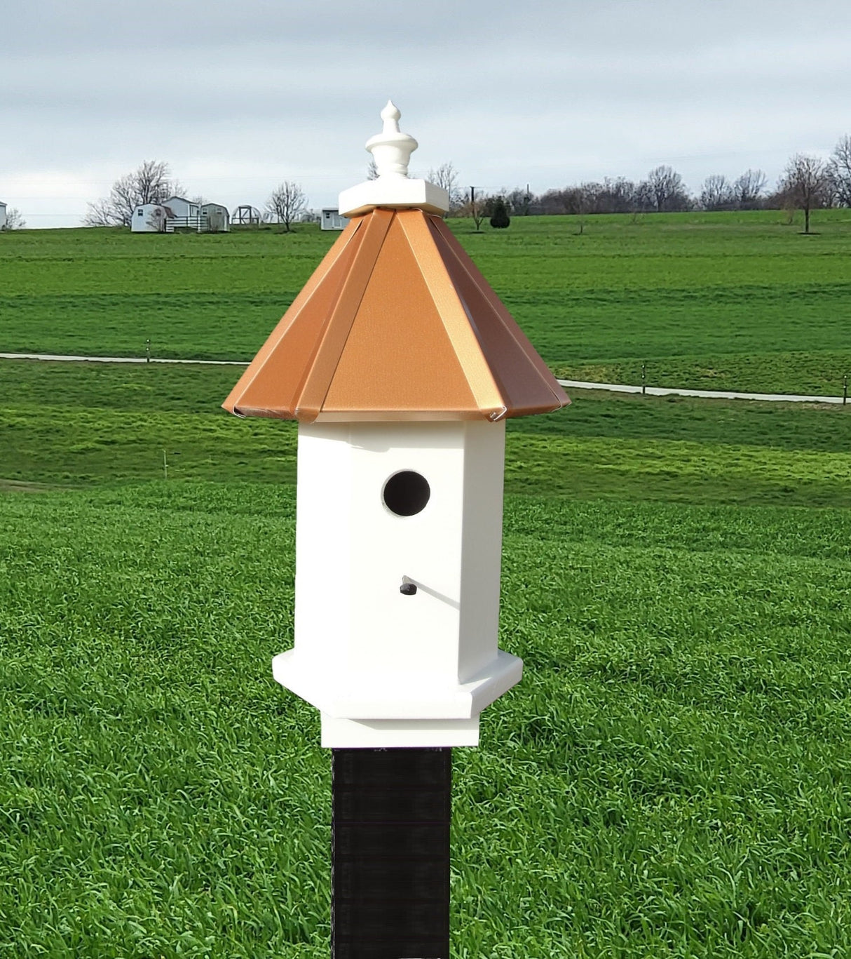 Bird House 1 Nesting Compartment - 6 Sided Handmade Wooden Birdhouse Outdoor - Post Not Included