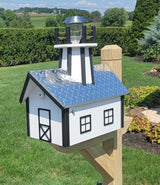 Amish Mailbox With Solar Lighthouse - Wood or Poly Lumber - Handmade Active - Mailboxes