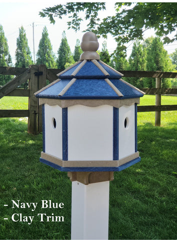 Bird House - 3 Nesting Compartments - Amish Handmade - Weather Resistant - Made of Poly Lumber - Birdhouse Outdoor