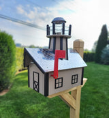 Amish Mailbox With Solar Lighthouse - Wood or Poly Lumber - Handmade Active - Mailboxes