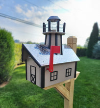 Load image into Gallery viewer, Amish Mailbox With Solar Lighthouse - Wood or Poly Lumber - Handmade Active - Mailboxes
