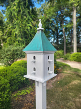 Load image into Gallery viewer, Patina Copper Roof Birdhouse Handmade Large With 8 Nesting Compartments Weather Resistant Birdhouses Outdoor
