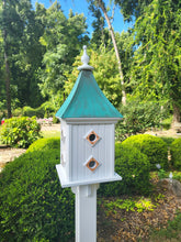 Load image into Gallery viewer, Patina Copper Roof Birdhouse - Free Shipping - Handmade Large - 8 Nesting Compartments Weather Resistant - Birdhouses Outdoor
