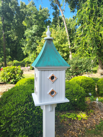 Patina Copper Roof Birdhouse - Free Shipping - Handmade Large - 8 Nesting Compartments Weather Resistant - Birdhouses Outdoor