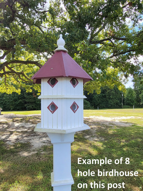 Decorative Post For Birdhouse or Bird Feeder, White Post, Mount Bird houses and Feeders With Ease