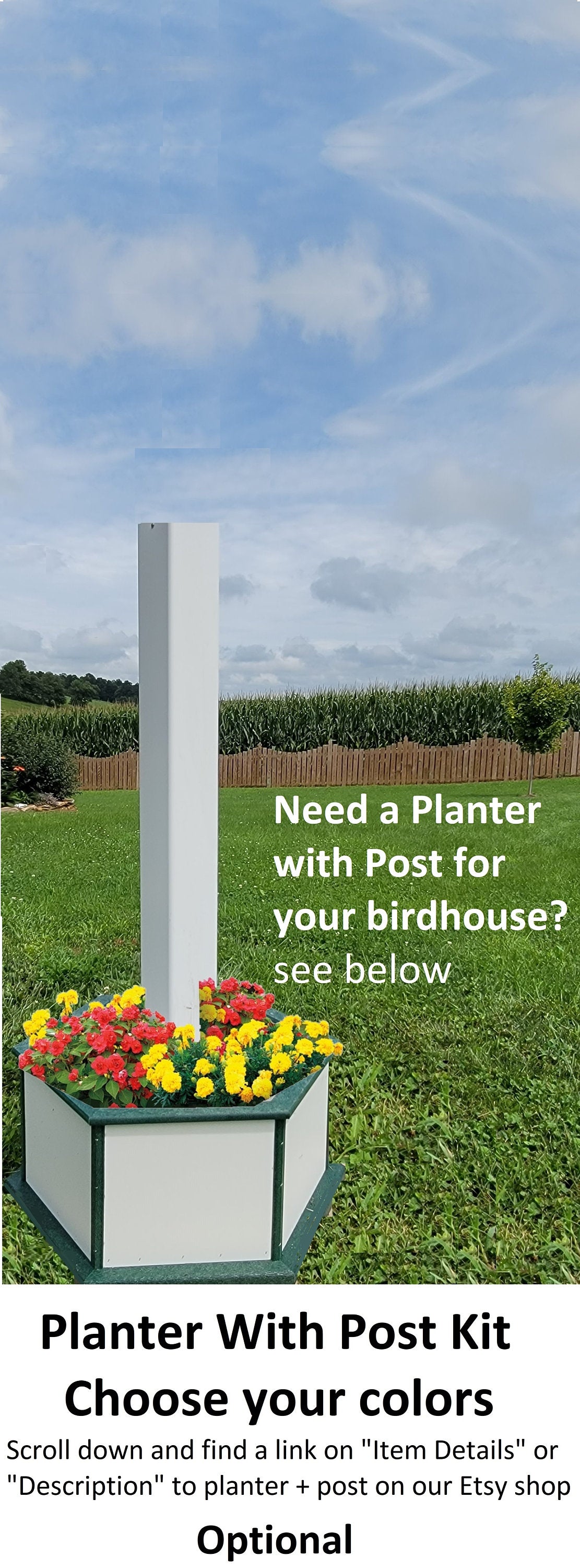 Decorative Post For Birdhouse or Bird Feeder, White Post, Mount Bird houses and Feeders With Ease