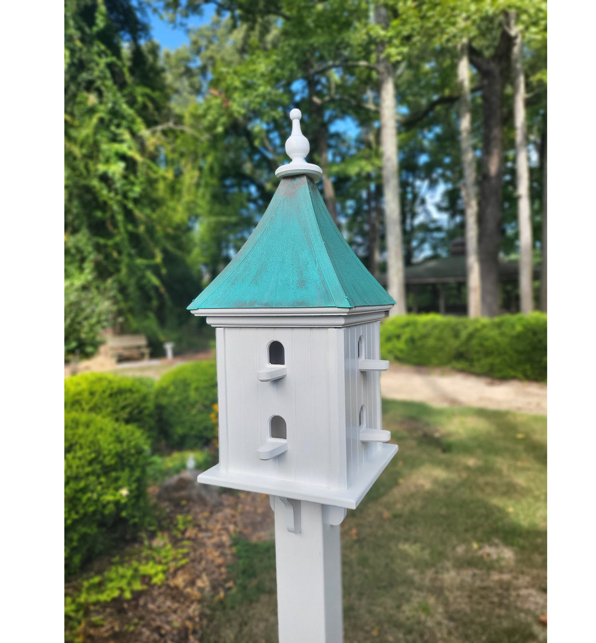 Patina Copper Roof Birdhouse Handmade Large With 8 Nesting Compartments Weather Resistant Birdhouses Outdoor