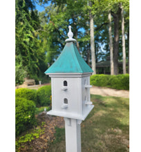 Load image into Gallery viewer, Patina Copper Roof Birdhouse Handmade Large With 8 Nesting Compartments Weather Resistant Birdhouses Outdoor
