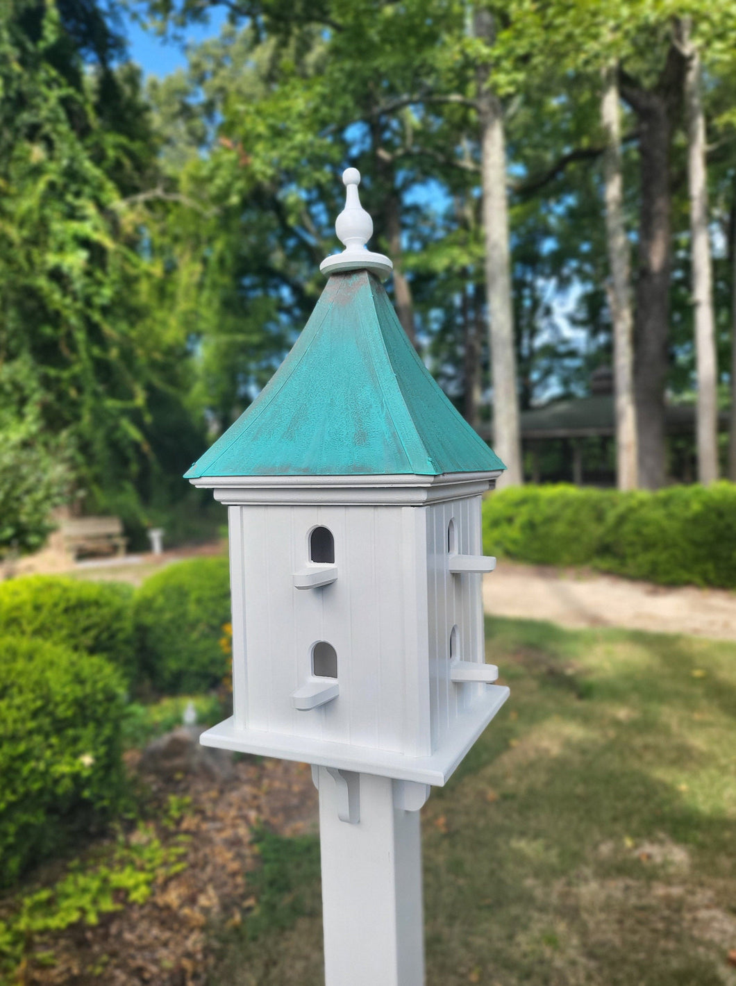 Patina Copper Roof Birdhouse - Free Shipping - Handmade Large - 8 Nesting Compartments Weather Resistant - Birdhouses Outdoor