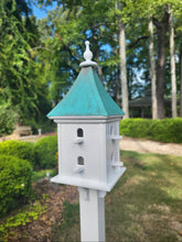 Load image into Gallery viewer, Patina Copper Roof Birdhouse - Free Shipping - Handmade Large - 8 Nesting Compartments Weather Resistant - Birdhouses Outdoor
