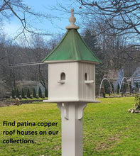 Load image into Gallery viewer, Birdhouse Copper Roof Handmade, With 4 Nesting Compartments Weather Resistant, Copper Top Birdhouse
