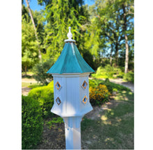 Load image into Gallery viewer, Patina Copper Roof Birdhouse Handmade, Octagon Shape, Extra Large With 8 Nesting Compartments, Weather Resistant Birdhouse Outdoor
