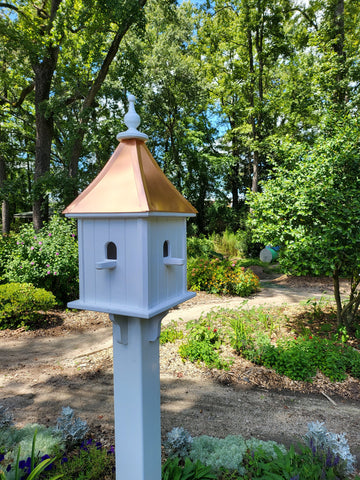 Birdhouse Copper Roof Handmade Vinyl Large With 4 Nesting Compartments Weather Resistant, Copper Top Birdhouse Outdoor