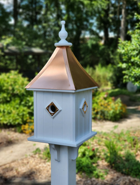 4 Nesting Compartments Birdhouse Copper Roof Amish Handmade, Weather Resistant, Copper Top Birdhouse