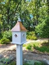 Load image into Gallery viewer, Birdhouse Copper Roof Handmade, With 4 Nesting Compartments Weather Resistant, Copper Top Birdhouse
