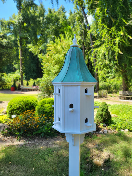 Bird House Patina Copper Roof Handmade, X-Large 12 Nesting Compartments