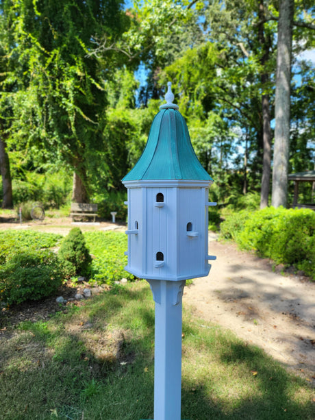 Bird House Patina Copper Roof Handmade, X-Large 12 Nesting Compartments