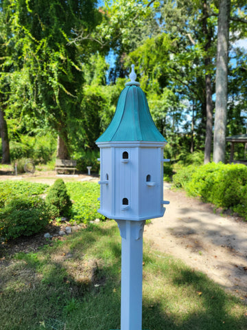 Bird House Patina Copper Roof Handmade, X-Large 12 Nesting Compartments