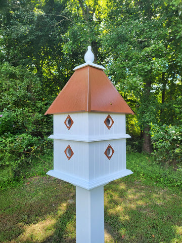 Bird House - 8 Nesting Compartments - Handmade - Large - Metal Predator Guards - Weather Resistant - Pole Not Included - Birdhouse Outdoor