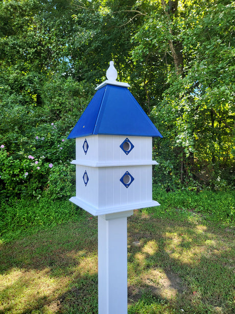 Bird House - 8 Nesting Compartments - Handmade - Large - Metal Predator Guards - Weather Resistant - Pole Not Included - Birdhouse Outdoor