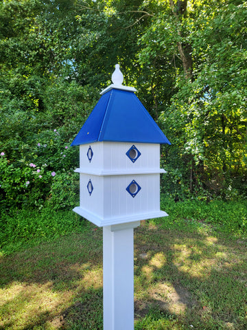 Bird House - 8 Nesting Compartments - Handmade - Large - Metal Predator Guards - Weather Resistant - Pole Not Included - Birdhouse Outdoor