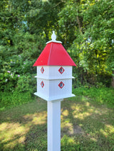 Bird House - 8 Nesting Compartments - Handmade - Large - Metal Predator Guards - Weather Resistant - Pole Not Included - Birdhouse Outdoor