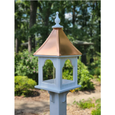 Patina Copper Bird Feeder, Large, Square Design, Premium Feeding Tube