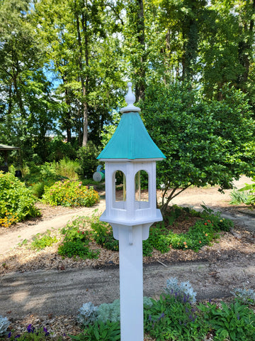 Copper Roof Bird Feeder - Free Shipping - Handmade - Large Hexagon - Vinyl PVC Gazebo Bird Feeder Weather Resistant