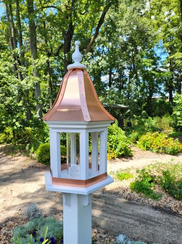 Bird Feeder Copper Roof Large, 6 Sided, Bell Shaped Roof, Premium Feeding Tube