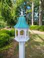 Patina Copper Roof Bird Feeder Large, 6 Sided, Bell Shaped Roof, Premium Feeding Tube