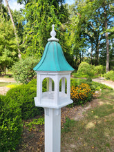 Load image into Gallery viewer, Patina Copper Roof Bird Feeder Large, 6 Sided, Bell Shaped Roof, Premium Feeding Tube
