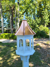 Load image into Gallery viewer, Large Bird Feeder Copper Roof, 8 Sided Octagon, Premium Feeding Tube, Roof Options
