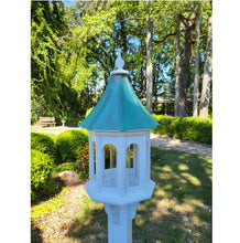 Load image into Gallery viewer, Bird Feeder Patina Copper Roof, Large, 8 Sided Octagon, Premium Feeding Tube, Roof Options
