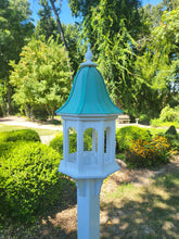 Load image into Gallery viewer, Large Bird Feeder Patina Copper Roof, 8 Sided Octagon, Premium Feeding Tube, Roof Options
